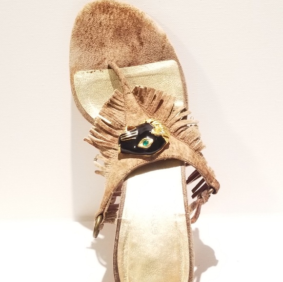 So Rare! ⭐️ Emmanuel Ungaro Suede Fringe Thong Sandals - Picture 3 of 6